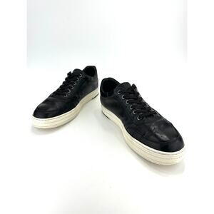 Zanzara Marcus Men Black Sneaker Size 12 Luxury Leather Skater Lace-Up Low-Top
